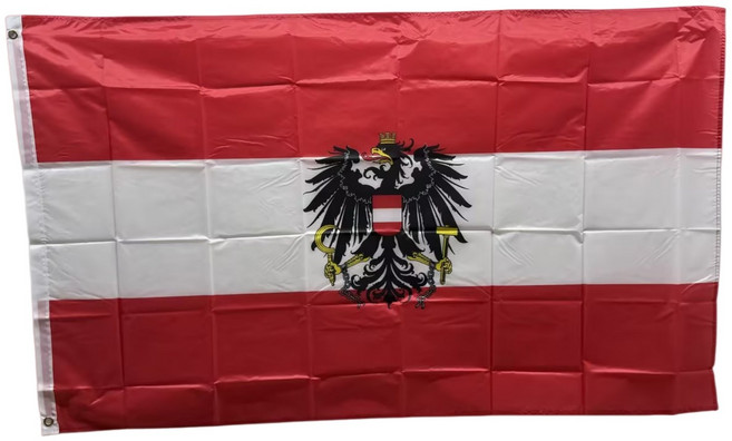 오스트리아 국가 상징 깃발 90x150cm 폴리에스터 90g 구멍 고리 이중 스티치 마감, 1개, RED+WHITE+BLACK