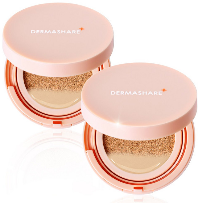 더마쉐어 광채 커버 프로폴리스 롱웨어 에센스 세럼 물광 수분 수딩 톤업 촉촉한 승무원 쿠션 팩트 15g, 라이트, 2개