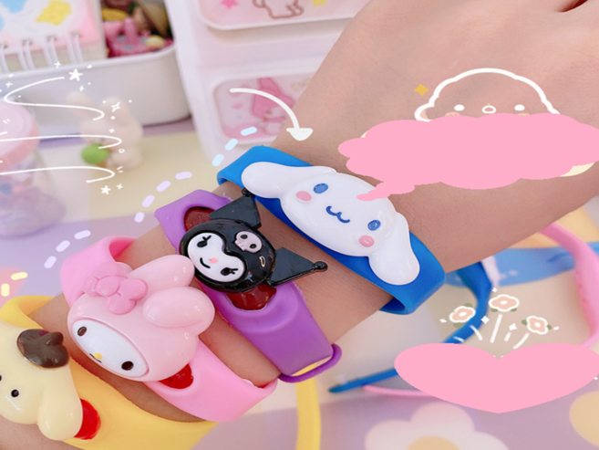 ACC 모기 퇴치 팔찌 밴드 일본 만화 캐릭터 기피제 패치 벌레 캠핑 운동 산행 소녀감성, C-1.보라 쿠로미 얼굴, 1개