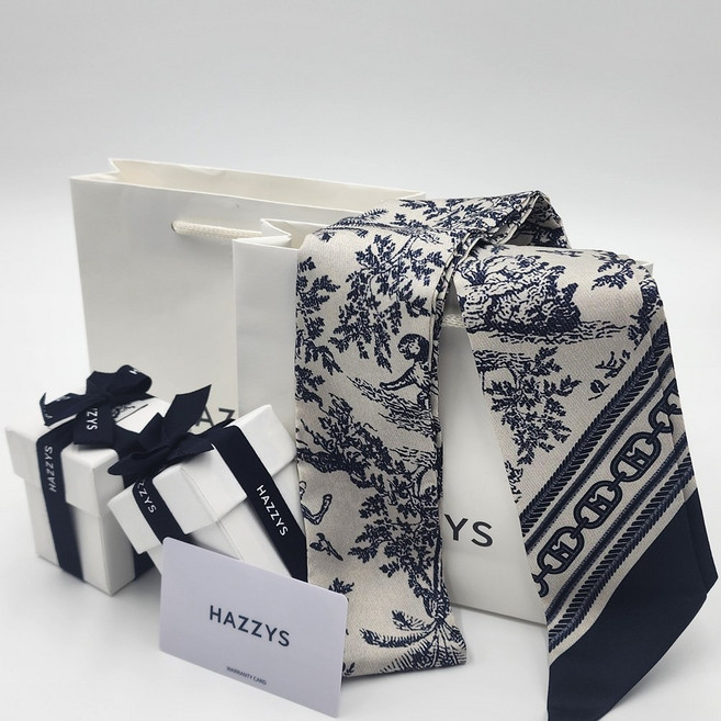 [국내매장정품]헤지스 Toile de Jouy 여성 네이비 실크 스카프/선물포장