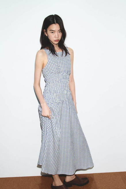ZARA 자라 트렌디 깅엄 체크 미디 원피스 3152/308 3152308