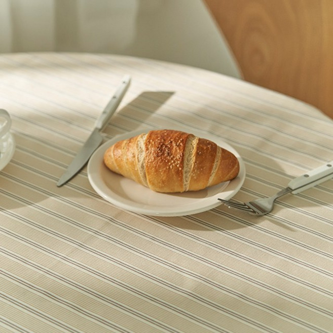 마일드 베이지 스트라이프 식탁보, 4인, 단품, 1개