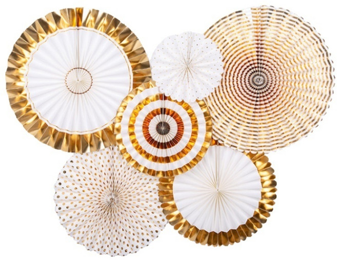 롤리팬 가랜드 장식 (6종) 파티 학예 발표회 소품 생일파티용품 세트 [에브리띵스마일] 1092, 1세트, 골드