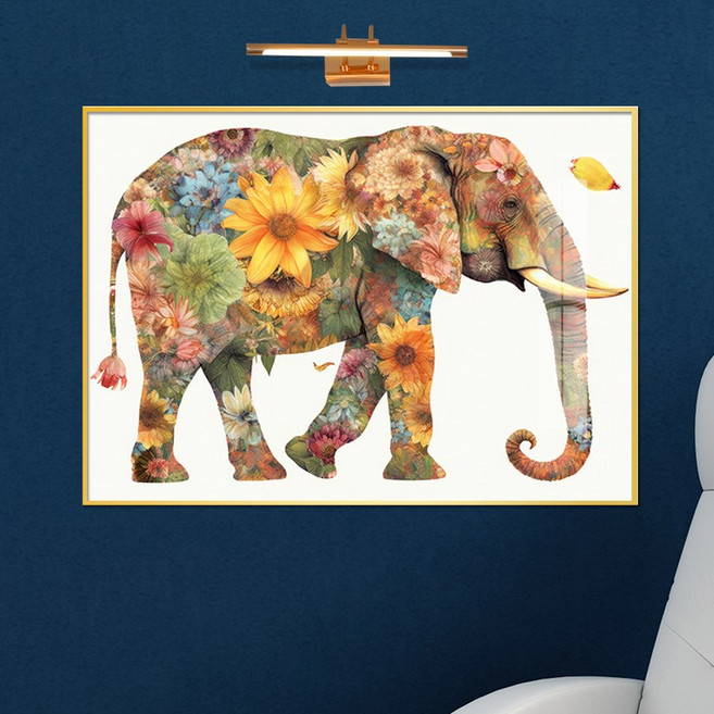 보고아트 돈 들어오는 그림 꽃 패턴 코끼리 동물 풍수 인테리어 액자, [5] 꽃 코끼리_수컷