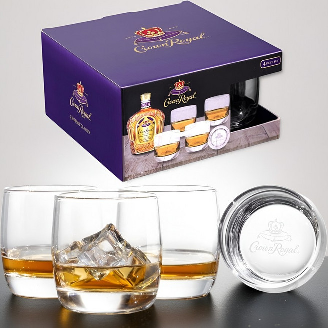 캐나다 크라운 로얄 위스키 버번 스카치 280ml 글라스 유리 컵 4개 세트 양주 잔