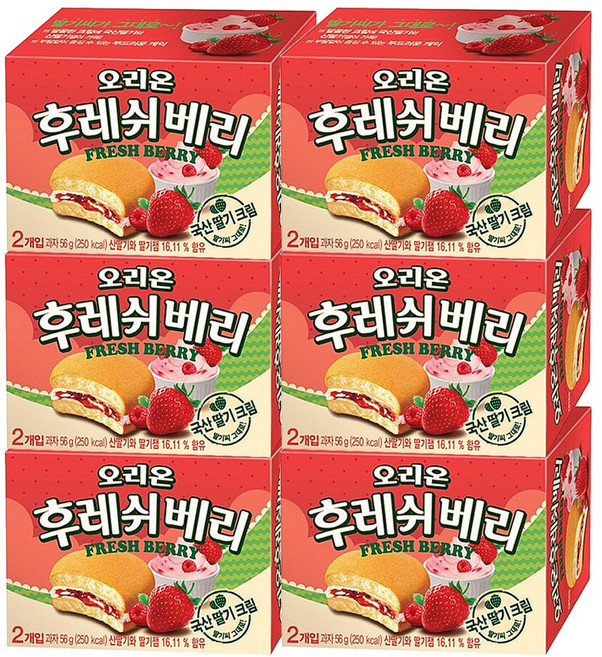 오리온 후레쉬베리 2p, 56g, 6개