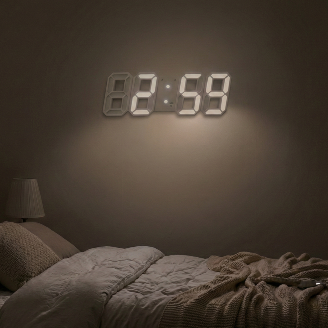 웨이백홈 자동 밝기조절 무소음 LED 시계 벽시계, 화이트