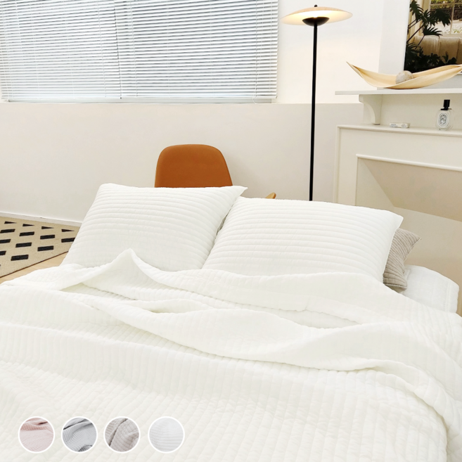 국내산 모달100 침대패드 피그먼트 이불 겸 패드 스프레드 이불, 화이트