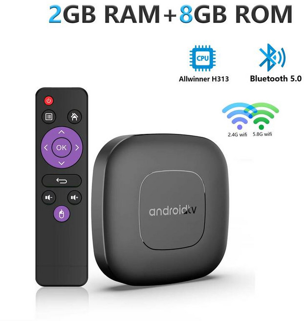 셋톱박스 Mortal T1 WIFI6 스마트 TV 박스 안드로이드 14 Allwinner H313 홈 시어터 2G8G16G 블루투스 지원 4K 및 라이브 셋톱, A-T1 2G8G IR Remote, 1개