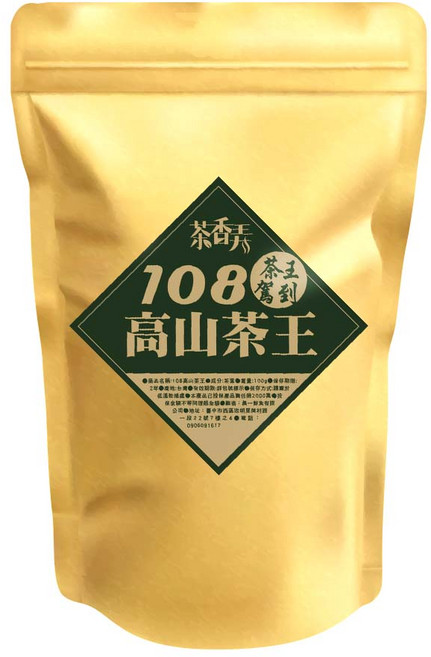 茶香弄 108高山茶王 長條式冷泡茶包 台灣高山手摘茶, 100g, 3個, 40個裝