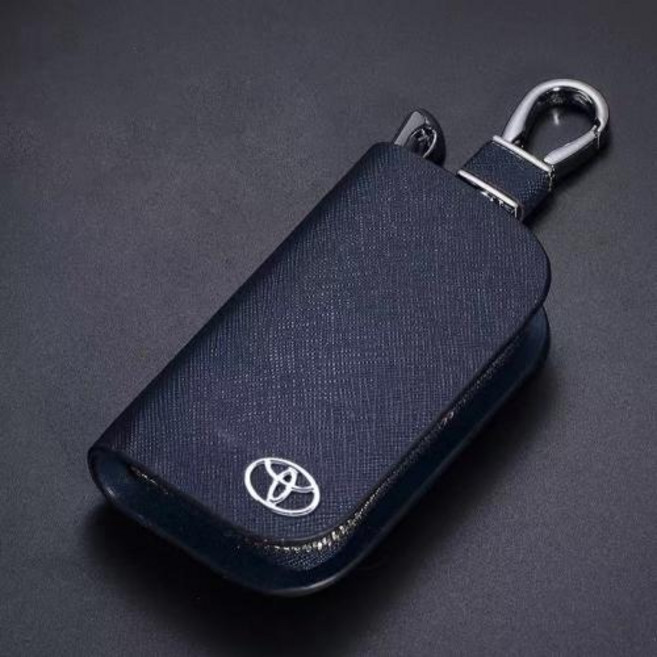 자동차 액세서리 장식 가죽 키 케이스 크로스 패턴 커버 홀더 도요타 호환 캠리 chr corolla rav4 yaris 프리우스, Blue, Blue, 1개
