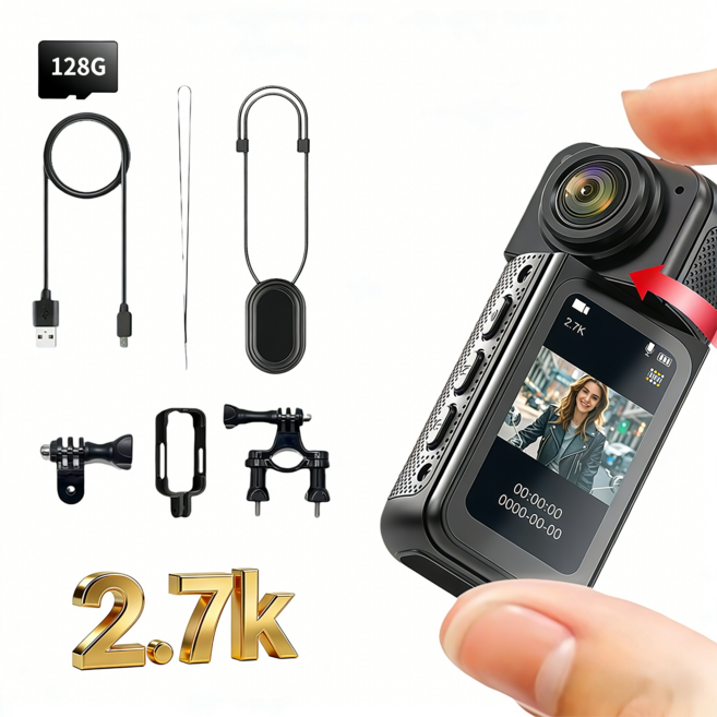 홈해락 2.7K wifi 초소형 맥세이프 액션캠 자전거 오토바이 블랙박스, 블랙, 128G