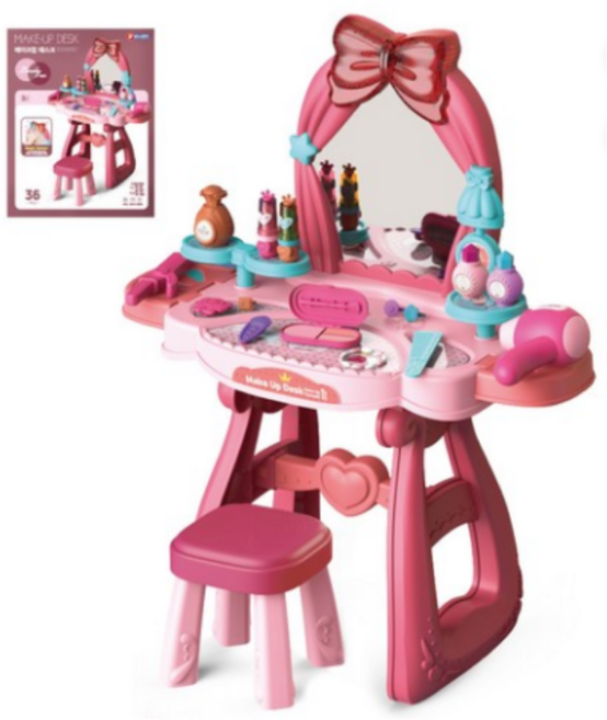 바니랜드 메이크업 데스크 러블리 화장대, 혼합색상, 2개
