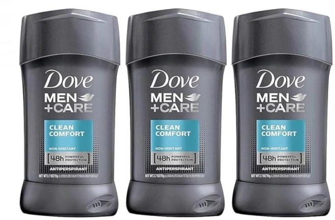 Dove Men Care 땀 억제제 - 깔끔한 편안함 무자극 순중량 스틱 당 2 7온스, 3개, 76g - 쿠팡