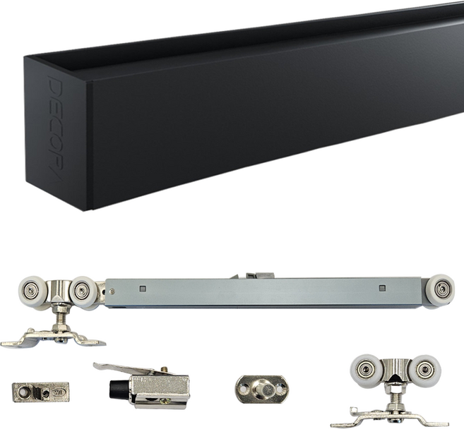 블랙 벽면슬라이딩레일 미닫이문 슬라이딩도어레일, 1세트