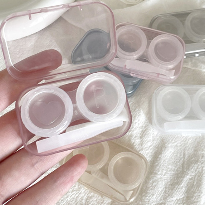 룩스토어 콘택트 렌즈통 스탠다드 투명케이스, 5개, 블랙/그레이/화이트/브라운/핑크(각1개)