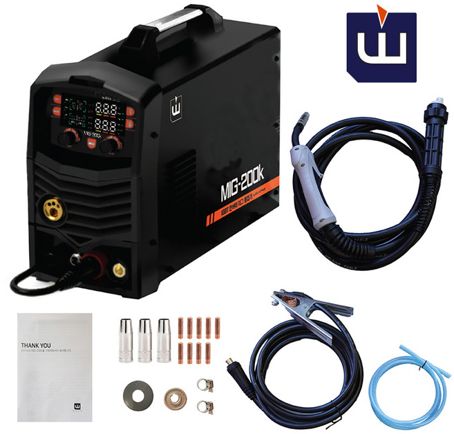 위더스 제이식 스텐 알루미늄 용접기 MIG-200K 초보자용, 1개, 15AK 4m 어스 3m