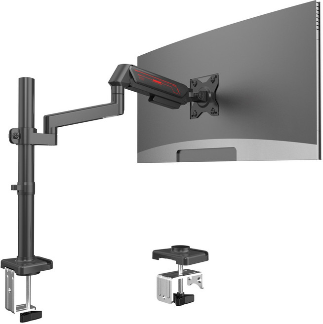 ETHU 싱글 모니터암 플렉스 핏 폴타입 고중량 거치대 17~32인치, 1개, 블랙