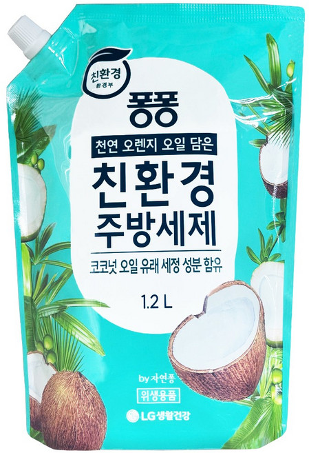 퐁퐁 친환경 주방세제 코코넛 리필, 1.2L, 1개