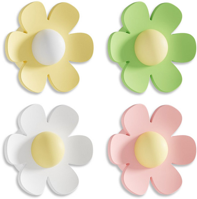 바이조이 세면대 구멍마개 꽃모양 실리콘 오퍼플로우 캡 4종세트, 그린+옐로우+핑크+화이트, 1세트