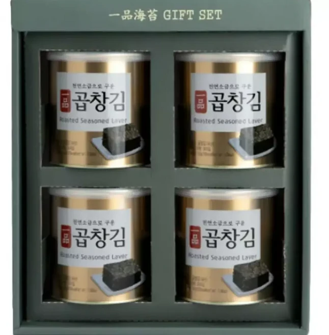 일품 곱창김 30g 4캔 명절 추석 설 바삭한 무조미 김선물세트, 1개