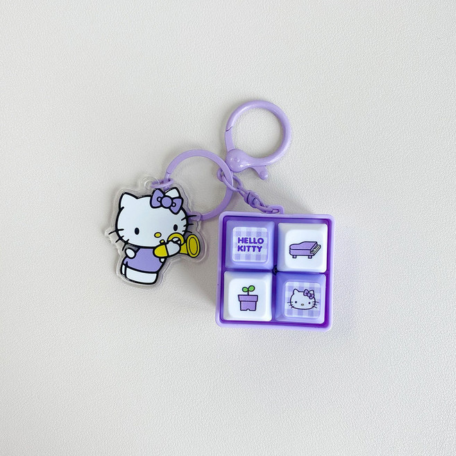 (당일발송)로지도이 엘이디 4구 키캡 키보드 키티 키링, 1개, 퍼플