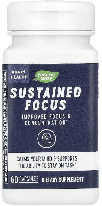 네이처스웨이 서스테인 포커스 Sustained Focus 캡슐 60정 L테아닌 함유, 1개 - 쿠팡