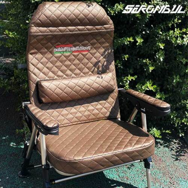새론불 프리미엄 제로원 접이식 민물낚시의자 블랙 고급레자 엠보싱 빅사이즈 체어, 골드