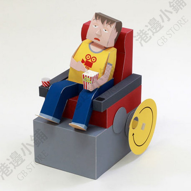 剪紙 日本傳動可動發條 紙製玩偶玩具 折紙褶紙手作 (台灣現貨), 1個, 無聊電影院