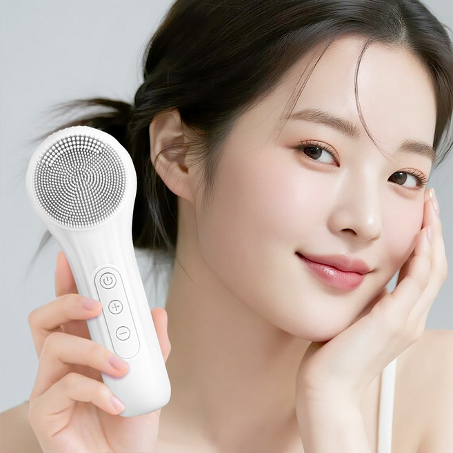 CozyTemp 진동 클렌저 실리콘 세안 브러쉬 온열 진동 얼굴클렌징기계, 화이트