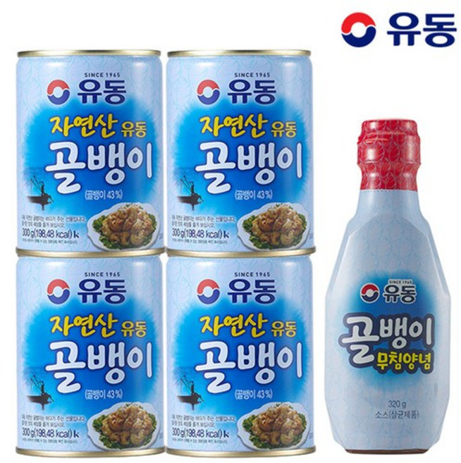 [유동] 자연산골뱅이 300g x4개 + 무침양념 320g x1개, 4개