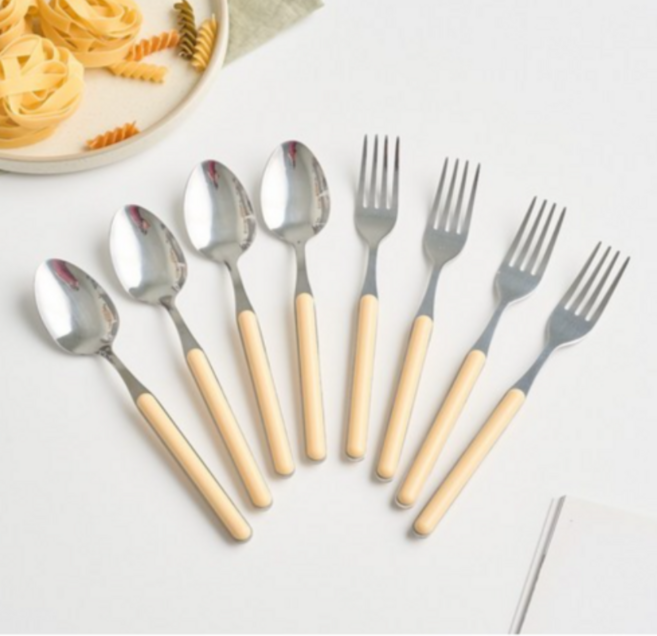 모던하우스 ON 심플 커트러리 세트, 버터크림, 디너스푼(4P) + 디너포크(4P), 1세트