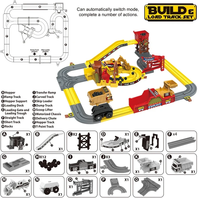 쿠쿠스토어 어드벤처 파워드 마인 카트 전기 공학 차량 장난감 교육 철도 선물 아이디어 어린이 가족, 01 Track Car