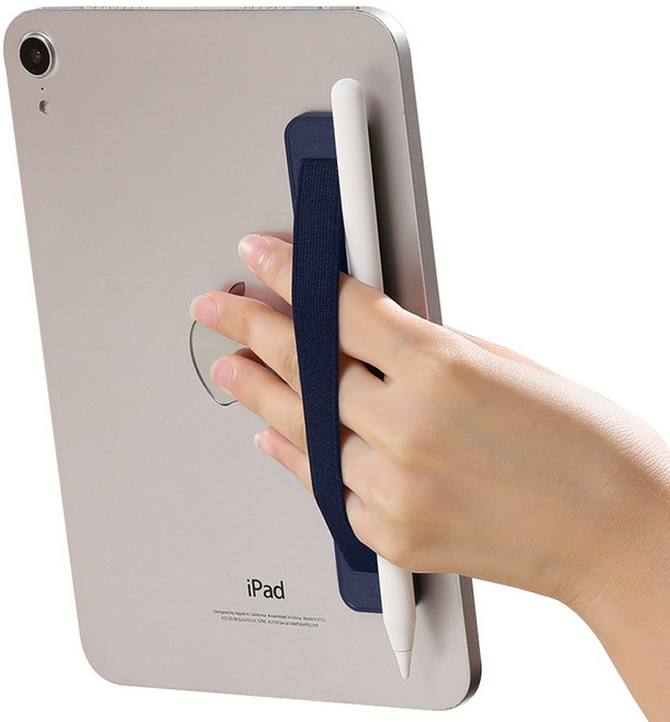 부착형 태블릿 핸드그립 홀더바 밴드 스트랩 펜슬 보관, 1개, 네이비