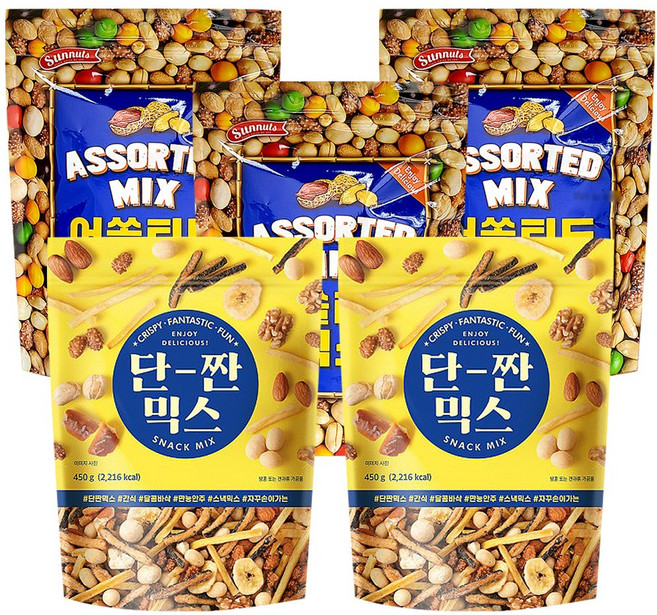 썬넛트 어쏠티드믹스 3개+단짠믹스 2개, 2.85kg, 1세트