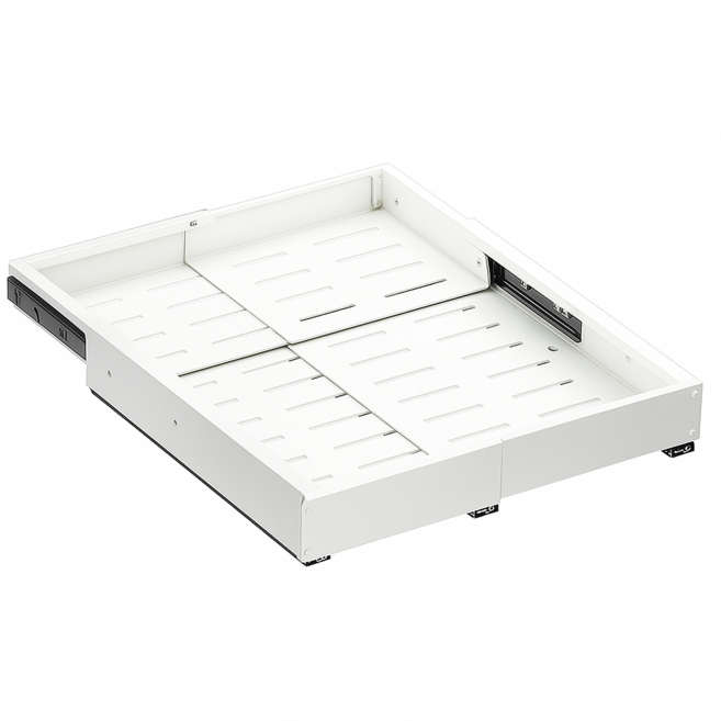 OnB 무타공 4면 확장형 길이조절 슬라이딩 레일 선반, 화이트(White)