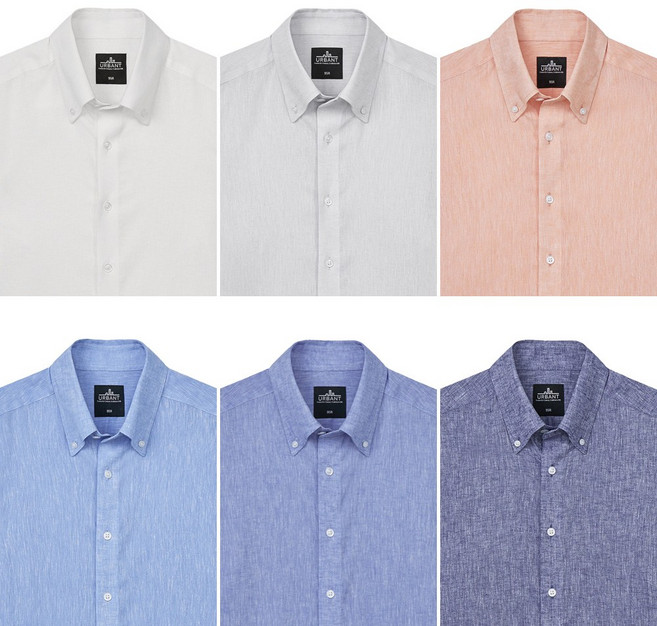 어반트 구김없는 코튼 린넨 혼방 버튼다운카라 남자 긴팔셔츠