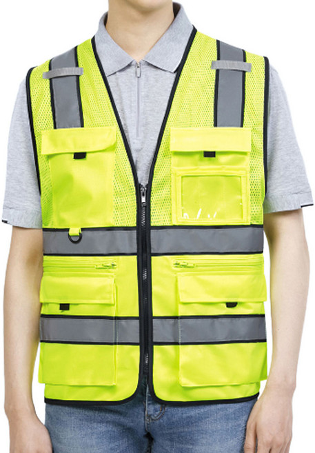 에이스 고급 남성 작업용 조끼 망사 배달조끼 인쇄가능, 형광노랑, 1개