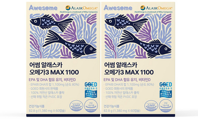 어썸 알래스카 오메가3 MAX 1100, 2박스, 60회분