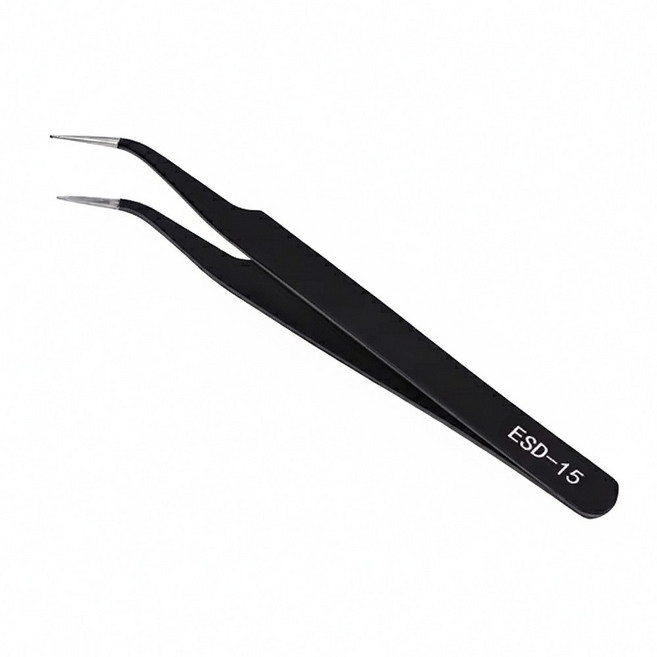 정밀 핀셋 ESD 전기 전자 기판 부품 납땜 작업용 공구 용품, 1개, 블랙 ESD-15