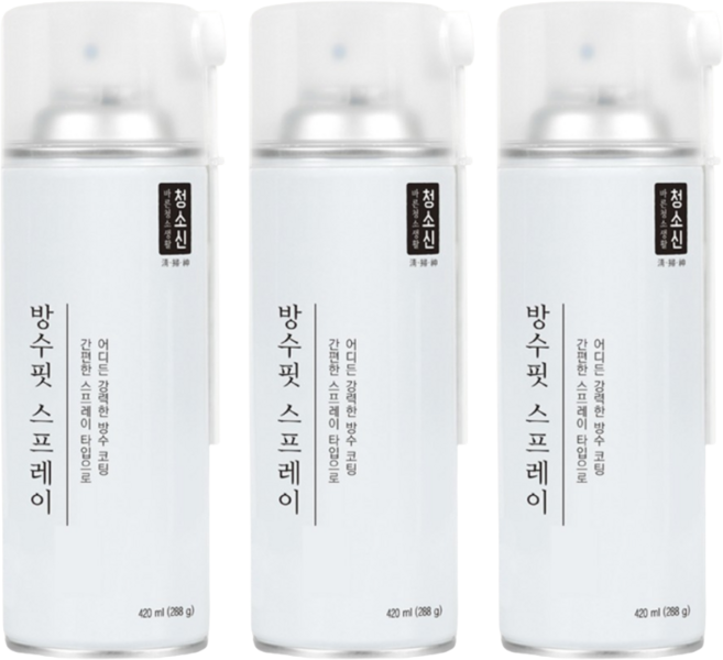 청소신 방수핏 스프레이 뿌리는 방수 코팅제 외벽 옥상 욕실 바닥누수 방수제 투명 샘플 증정 [구성확인] 420ml, 3개