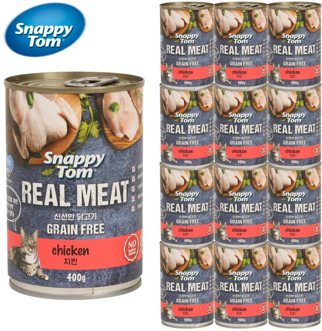 스내피톰 고양이 습식 주식 캔 대용량, 400g, 12개, 닭고기