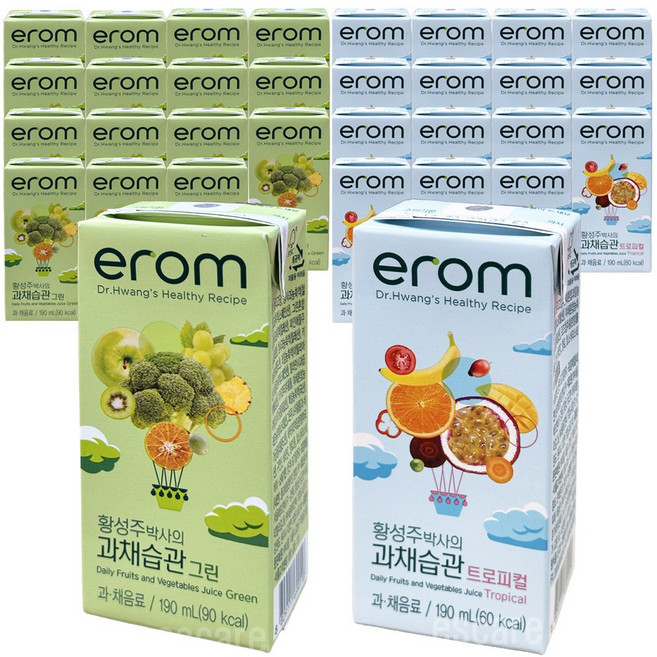 이롬 황성주박사의 과채습관 트로피컬 + 그린, 32개, 190ml