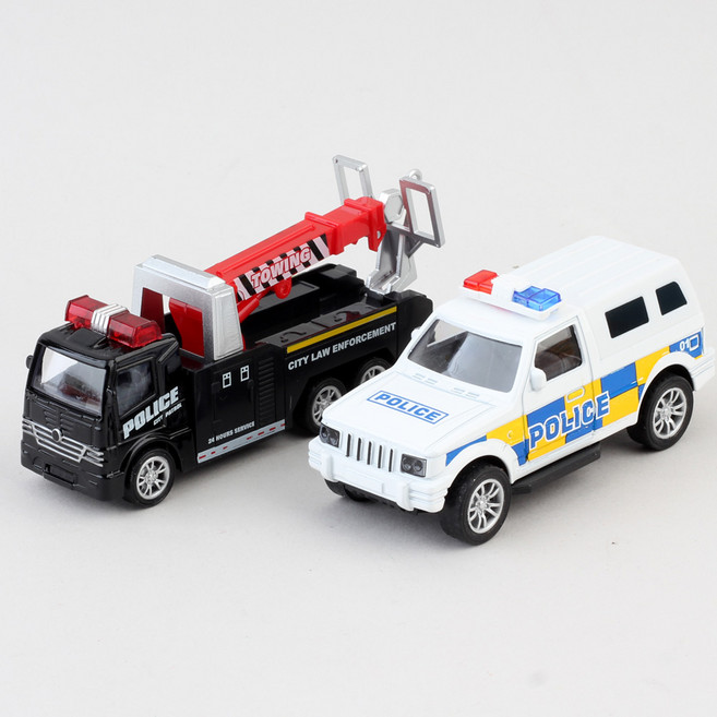 SOS 경찰차 소방차 세트/다이캐스트 메탈 미니카, 경찰 세트, 1개