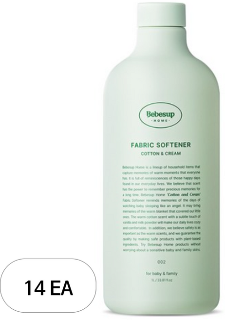 베베숲 홈 프리미엄 유아 섬유유연제 코튼앤크림향 본품, 1L, 14개