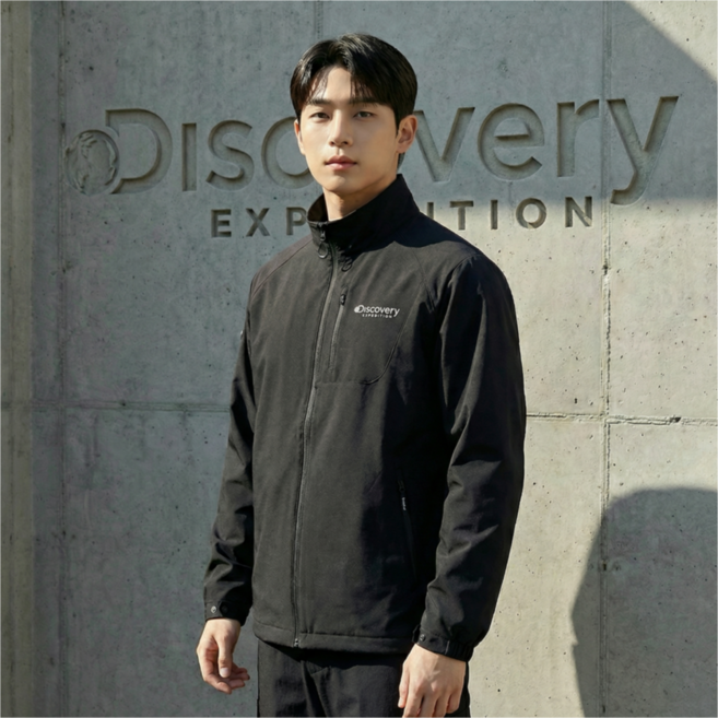디스커버리 남성 우븐 하이넥 일상 레저 간절기 트레이닝 풀집업 자켓(카뭉)