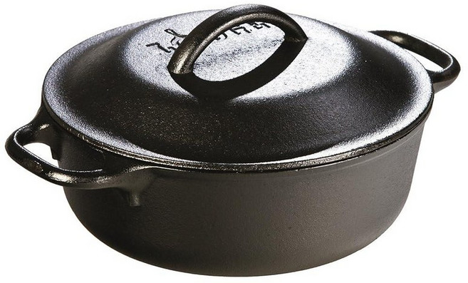 롯지 무쇠 더블 더치오븐 냄비 4.7L 블랙, 2쿼트, 서빙 냄비, 2쿼트