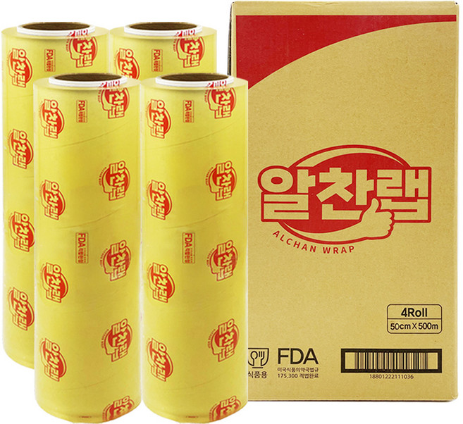 가성비 끝판왕 테이팩스 알찬랩 업소용 랩 대용량 1박스 (300mm/350mm/450mm/500mm), 4개, 500m