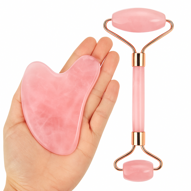 하트괄사 순환 마사지 얼굴 림프 로즈쿼츠 마사지기, 1개