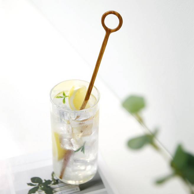 올리브우드 커피 스틱 하이볼 칵테일 원형 머들러, 플라라 올리브우드 원형 머들러 M, 1개